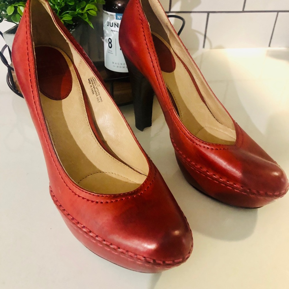 Frye Leather Deep Red Pumps